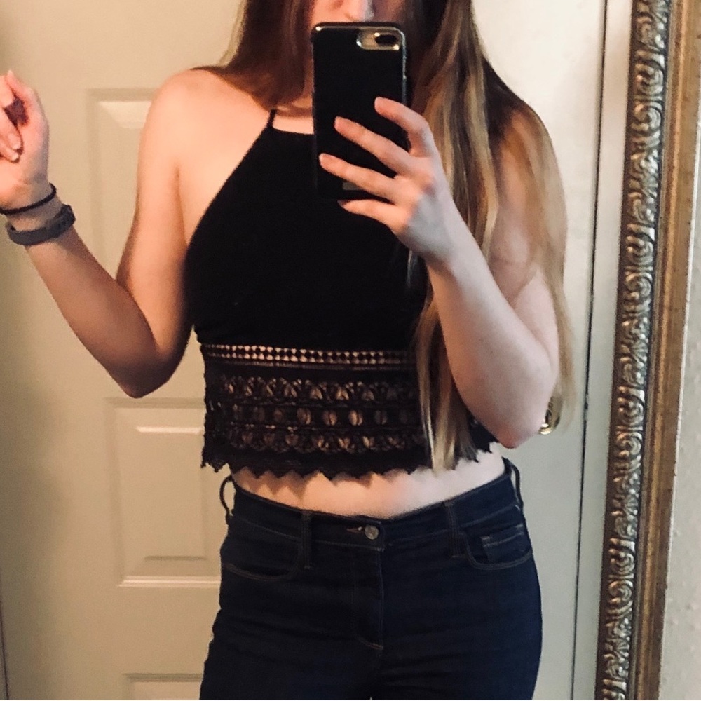 Crochet detail crop top
